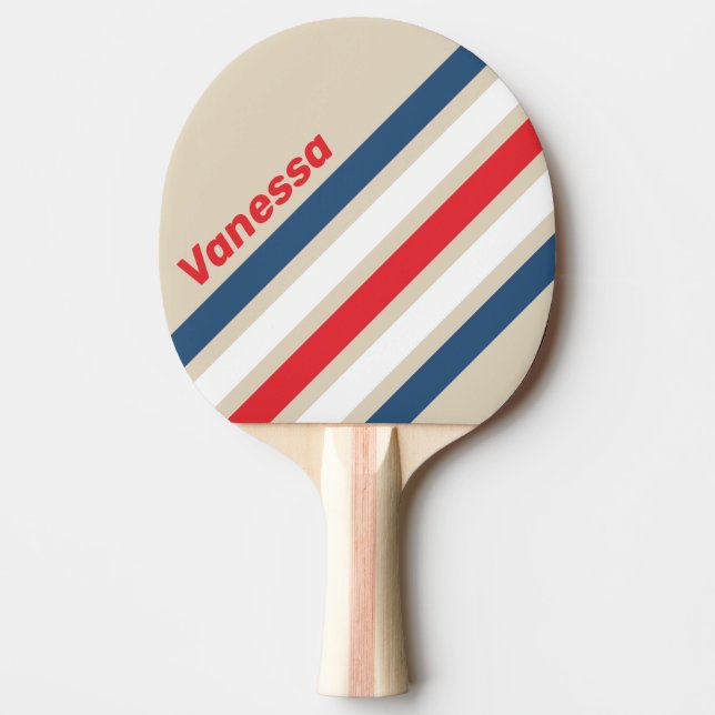 Raquette De Ping Pong Vintage Squadron Angled Striping with Name (Devant)
