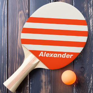 Raquette De Ping Pong Vintage Sunset Orange Stripes avec nom