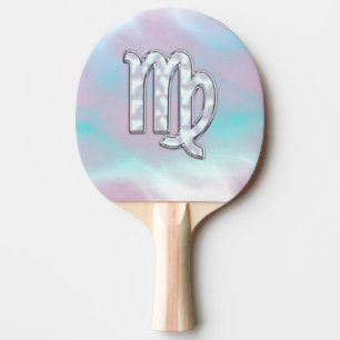 Raquette De Ping Pong Virgo Zodiac sur Pastels Nacre Mère de Perle