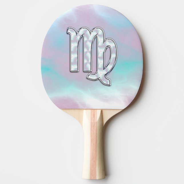 Raquette De Ping Pong Virgo Zodiac sur Pastels Nacre Mère de Perle (Devant)