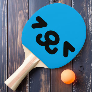 Raquette De Ping Pong Visage de chiot heureux bleu