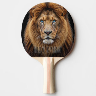 Raquette De Ping Pong Visage de lion majestueux aux yeux bleus Faune A