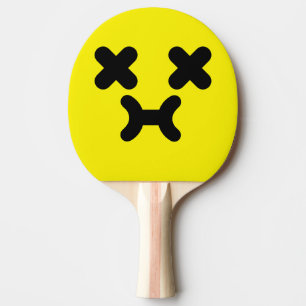 Raquette De Ping Pong Visage Jaune Boudeur Étourdi