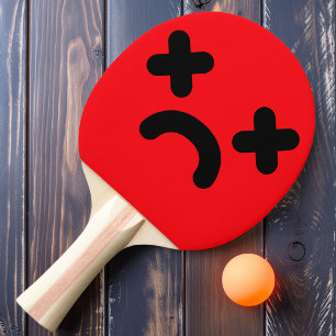 Raquette De Ping Pong Visage Rouge Triste et Hébété