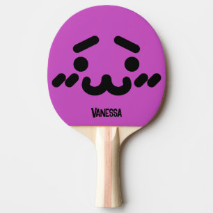 Raquette De Ping Pong Visage Violet Mignon Gauche avec Nom