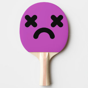 Raquette De Ping Pong Visage Violet Triste et Étourdi 