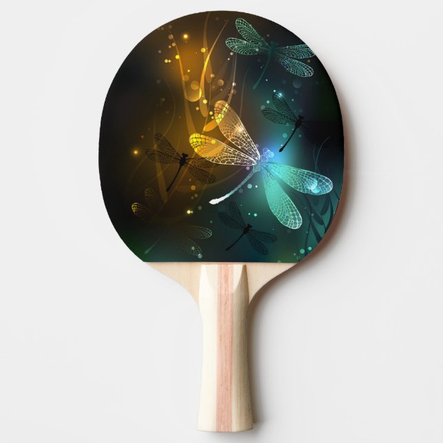 Raquette De Ping Pong Vol de libellule verte lumineuse (Devant)