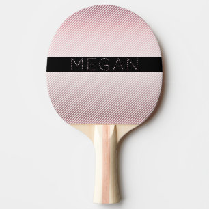 Raquette De Ping Pong Votre nom   Ombre Rose et bandes blanches