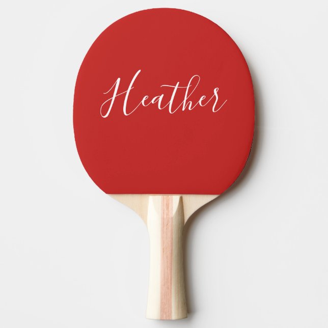 Raquette De Ping Pong Votre script blanc personnalisé en rouge (Devant)