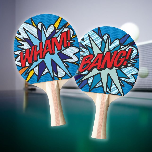 Raquette De Ping Pong WHAM BANG Fun Retro Comic Book Pop Art (WHAM BANG Fun Retro Comic Book Pop Art Ping Pong Paddle)