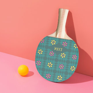 Raquette De Ping Pong whimsical girly daisie motif tennis design