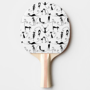 Raquette De Ping Pong Whimsical Skinny Motif de chat noir
