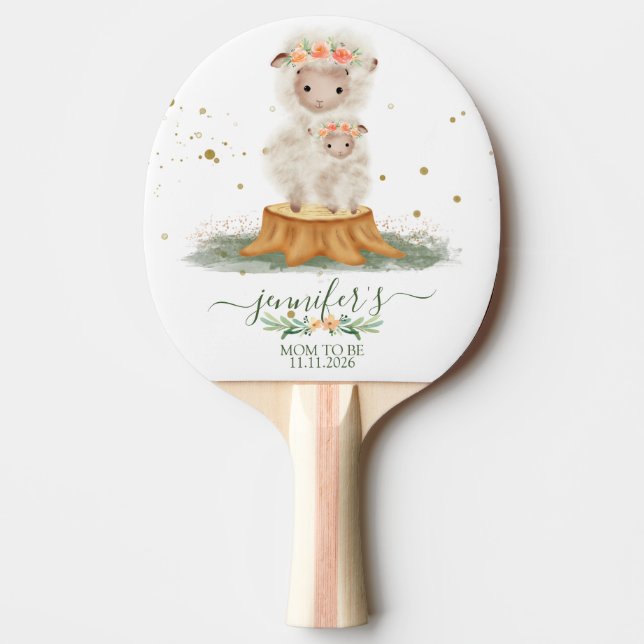 Raquette De Ping Pong Woodland Sheep Mom To Be Baby Shower (Devant)