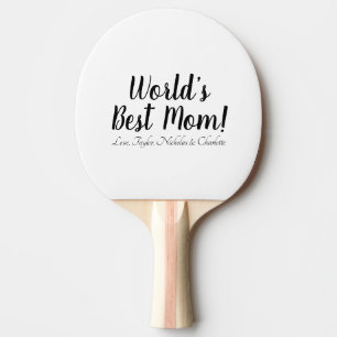 Raquette De Ping Pong World’s Best Mom noir blanc script personnalisé él