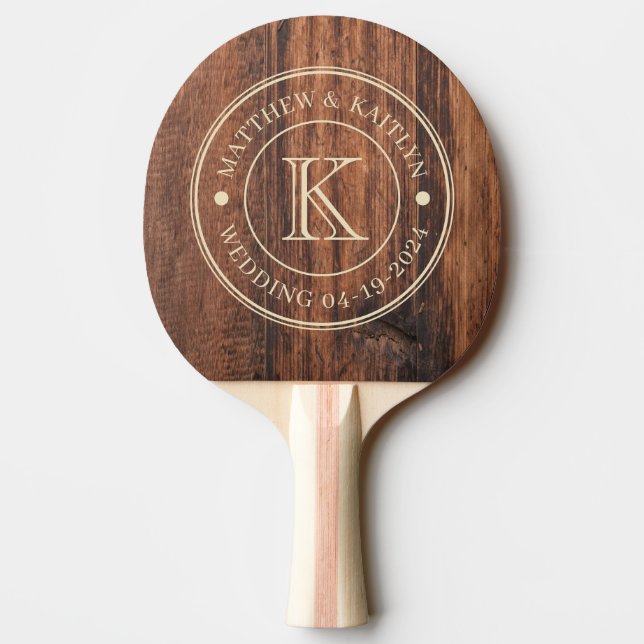 Raquette De Ping Pong Worn Cutting Board Wedding Monogram (Dos)