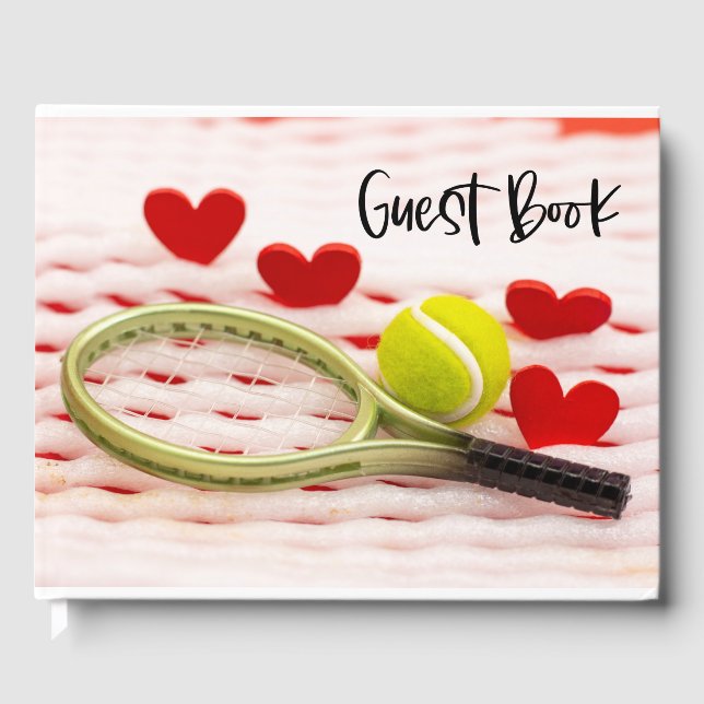Raquette de tennis avec le livre d'hôtes mariage d (Recto)