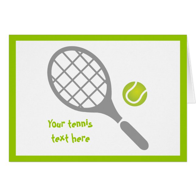 Raquette de tennis et bille carte de voeux personn (Devant horizontal)