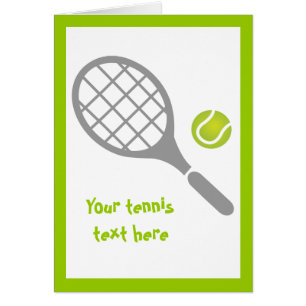 Raquette de tennis et carte de voeux verticale bou