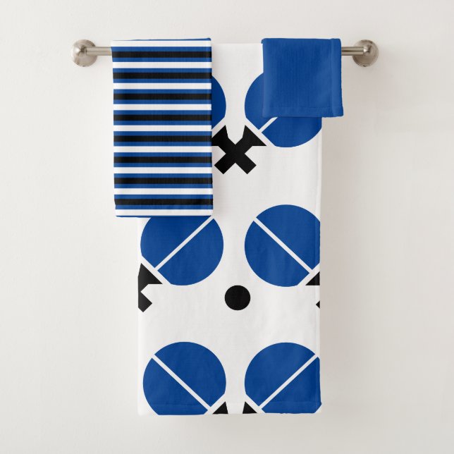 Raquettes de ping-pong et boule en noir, bleu (En situation)