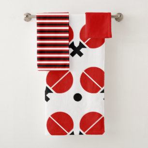 Raquettes de ping-pong et boule en noir, rouge