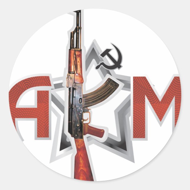 RARE AK-47 AKM ARMY KALASHNIKOV GUN MILITARY RUNDER AUFKLEBER (Vorderseite)