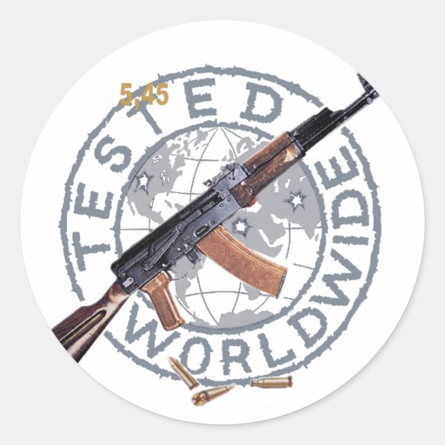 RARE AK-47 RUSSISCHE ARMY KALASHNIKOV GUN MILITÄR RUNDER AUFKLEBER (Vorderseite)