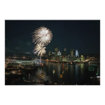 RARE-Pittsburgh at Night With Fireworks