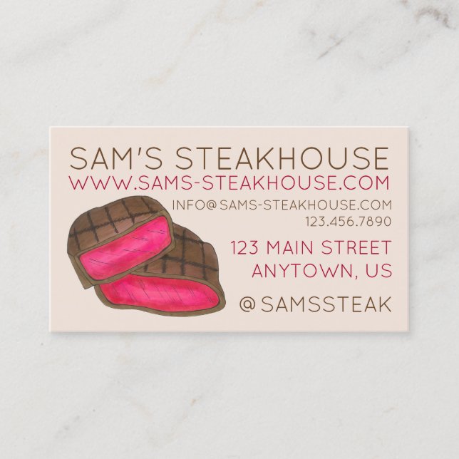 Rare Steak Steakhouse Restaurant Food Koch Visitenkarte (Vorderseite)