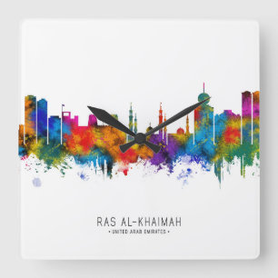 Ras Al-Khaimah UAE Skyline Quadratische Wanduhr