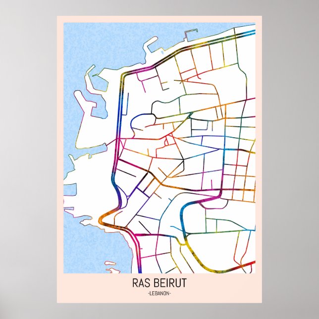 Ras Beirut Lebanon City Map Poster (Vorne)