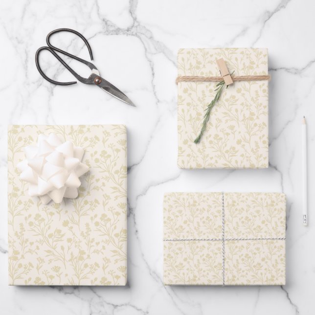 Raschelnd blühender goldener Weizen - Neutral Geschenkpapier Set (Vorderseite)