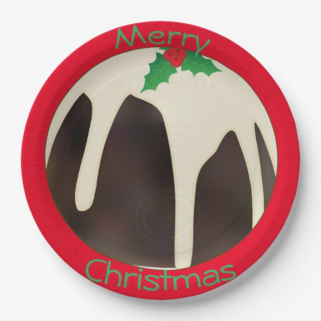 Rasen Bowling Weihnachtspudding, Pappteller (Vorderseite)
