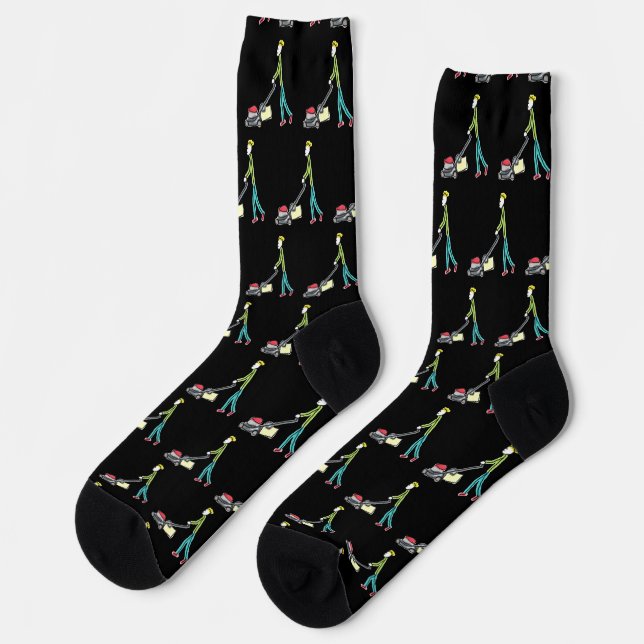 Rasen mähender Stockmann Socken (Linkes Detail)