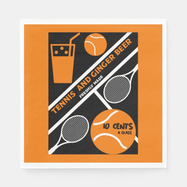 Rasen Tennis Player Grafik Napkin Serviette (Vorderseite)