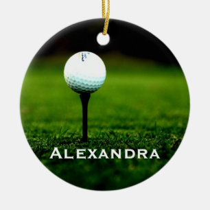 Rasen und Golf-Ball-personalisierte Verzierung Keramikornament