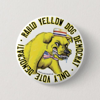 Rasender gelber Hundedemokrat-Knopf Button
