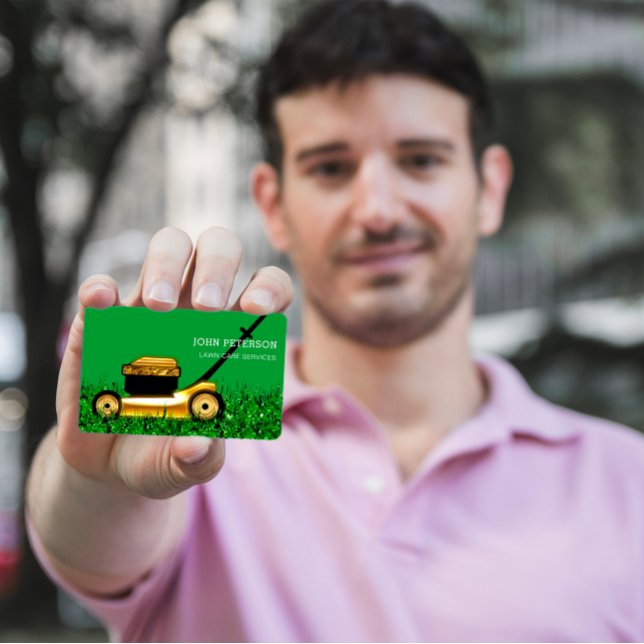 Rasengärtnerei Grasschneiden Dienstleistungen Grün Visitenkarte (Lawn Care Gardening Grass Cutting Services Green Business Card)