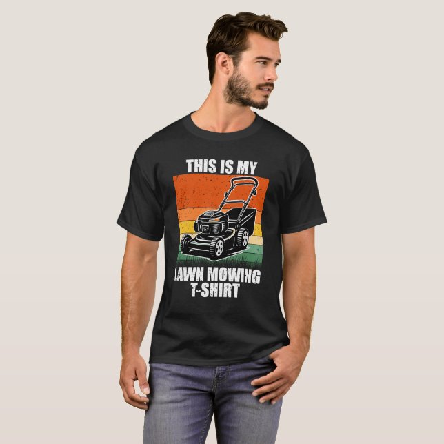 Rasenmähen Vintager RetroSunset T-Shirt (Vorne ganz)