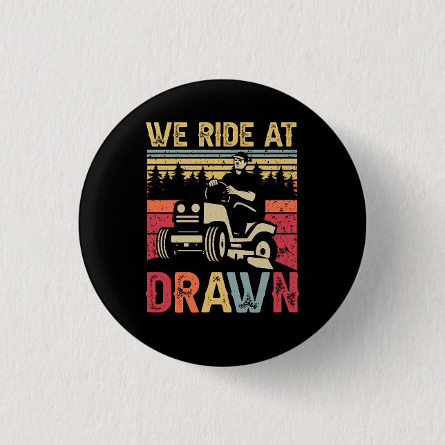 Rasenmäher fahren wir bei Morgendämmerung Lawnmo Button (Vorderseite)