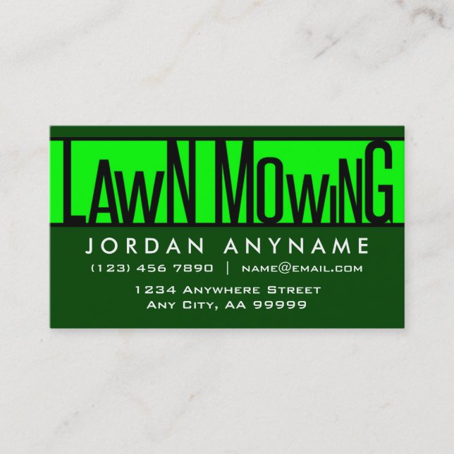 Rasenmäher für Funky Text Business Card Visitenkarte (Vorderseite)