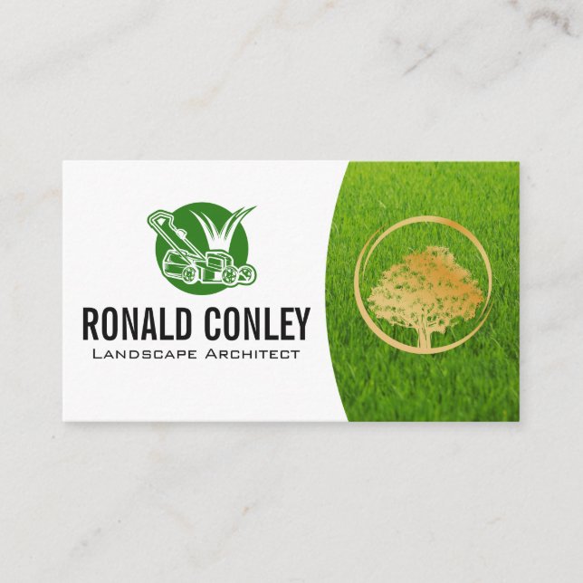 Rasenmäher-Logo | Landflucht | Gardener Visitenkarte (Vorderseite)
