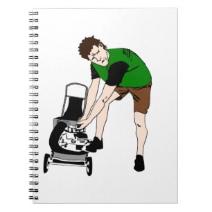 Rasenmäher Mann Cartoon Funny Art Notizblock
