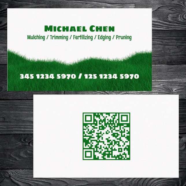 Rasenmäher mit kundenspezifischer QR Visitenkarte (Lawn Mowing Custom QR Business Cards)