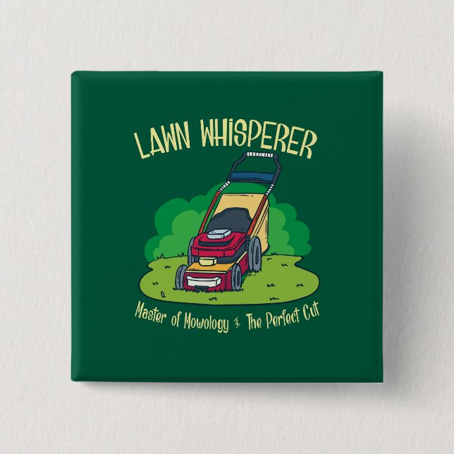 Rasenmäher mit Whisperer-Rasenmäher Gartengarten Button (Vorderseite)