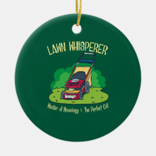 Rasenmäher mit Whisperer-Rasenmäher Gartengarten Keramik Ornament