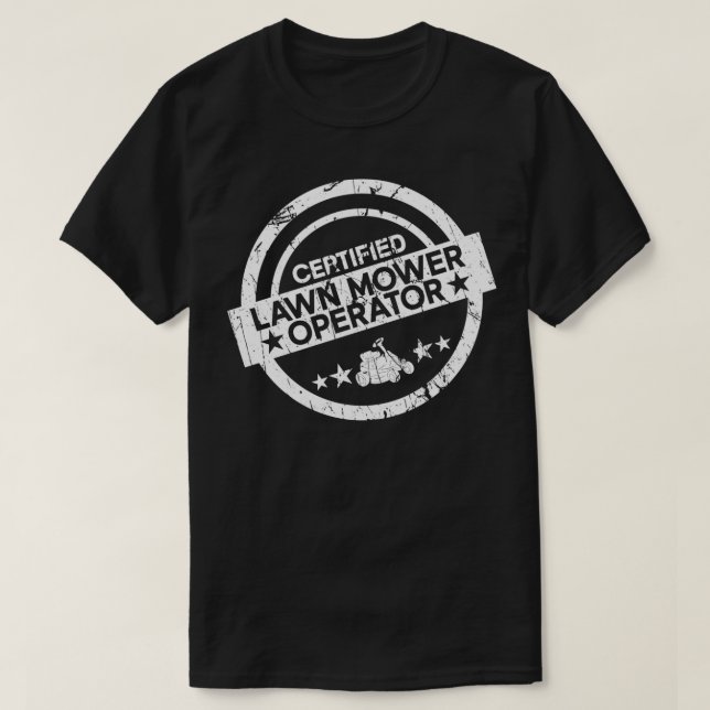 Rasenmäher mit Zertifiziertem Rasenmäher Rasenmähe T-Shirt (Design vorne)