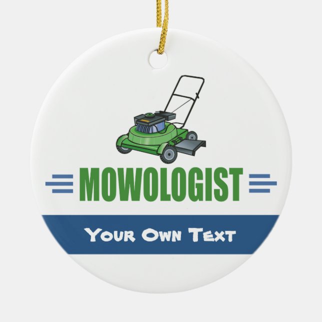 Rasenmäher, Rasenmäher, Landschaftspflege Keramik Ornament (Vorne)