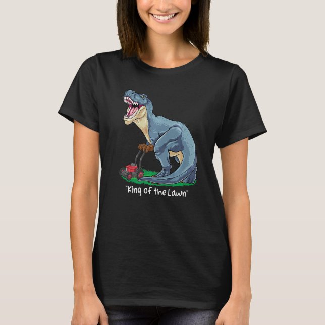 Rasenmäher Rex Mowing Dinosaur Gardener Traktor T-Shirt (Vorderseite)