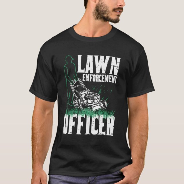 Rasenmäher Trimmer Arbeitergärtnerlandschaft T-Shirt (Vorderseite)