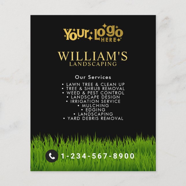Rasenmäher und Rasenmäher, Lawn Care Gold Logo Flyer (Vorne)